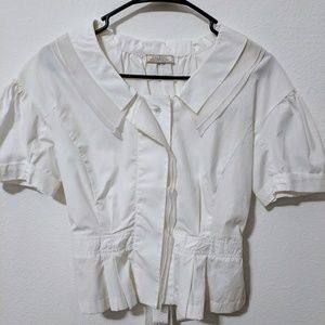 Nina Ricci Sheer Trimmed Button Up Top
